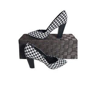 Charles by Charles David Houndstooth Block Heel Pumps Black White Size 8.5M